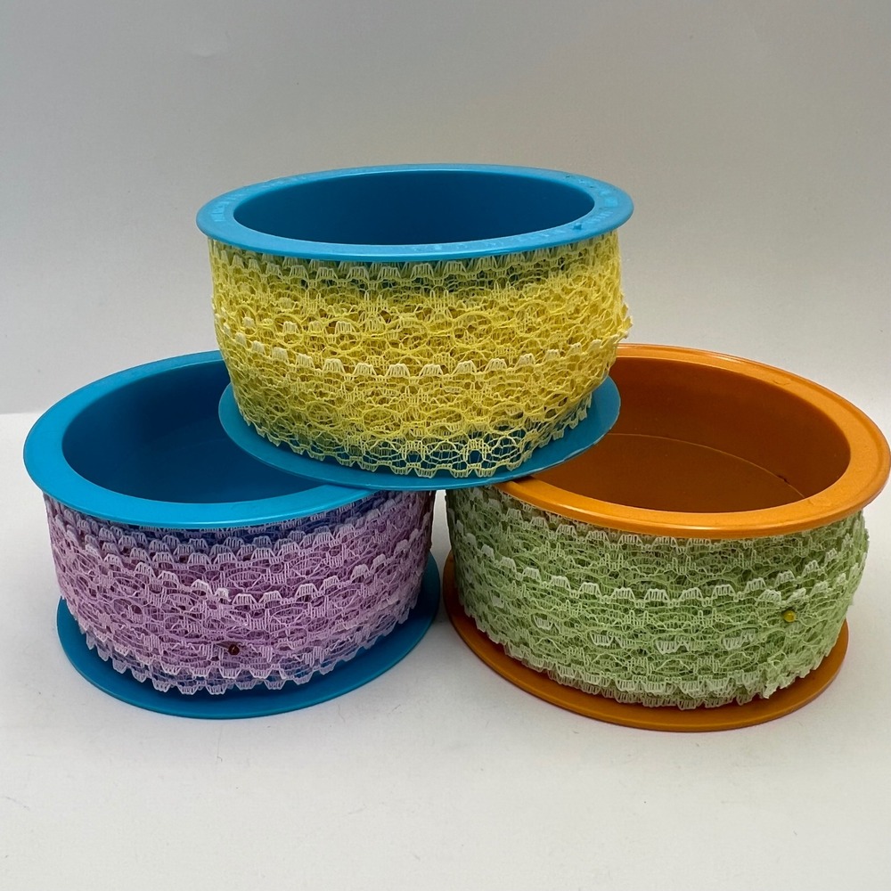 Vintage American Greetings and Hallmark Cards Lace Trim Spool Lot of 3 AS IS